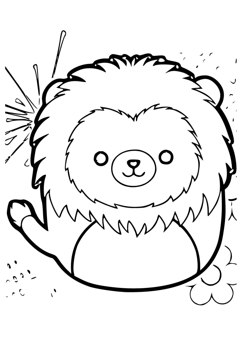 Squishmallow leãozinho de juba fofa para colorir