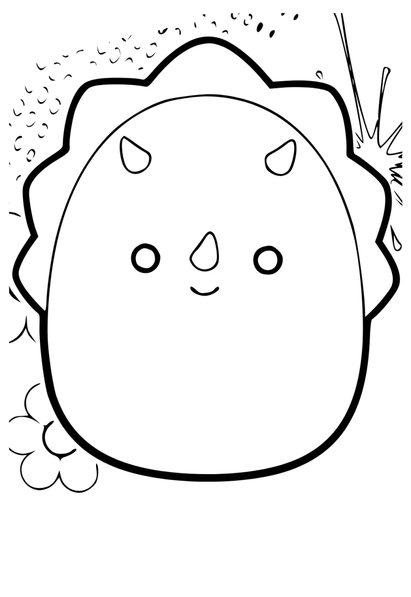 Squishmallow triceratops com chifres para colorir