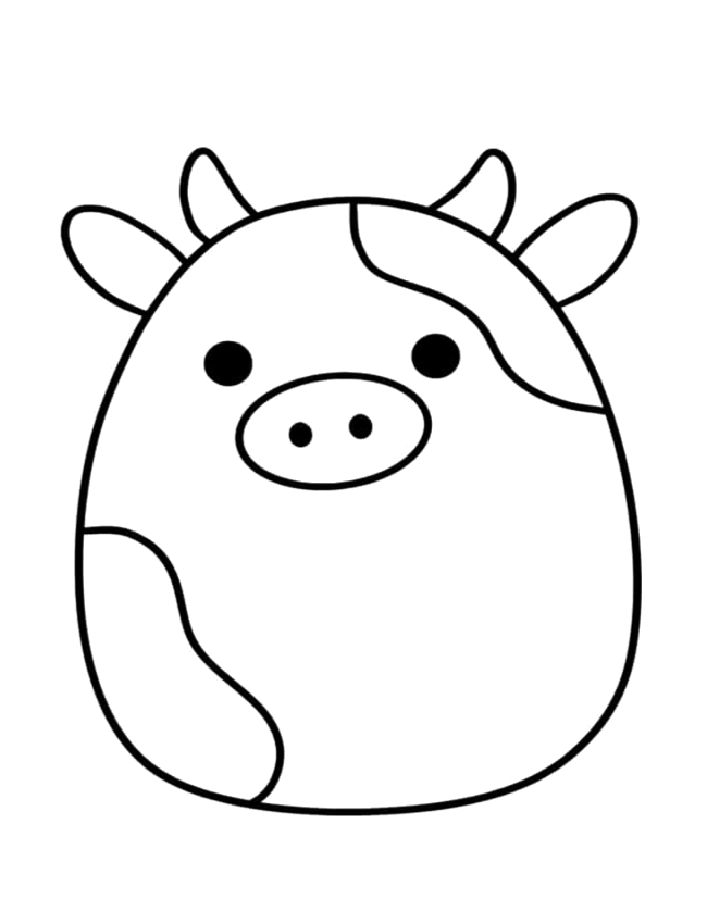 Squishmallow vaquinha com chifrinhos para colorir