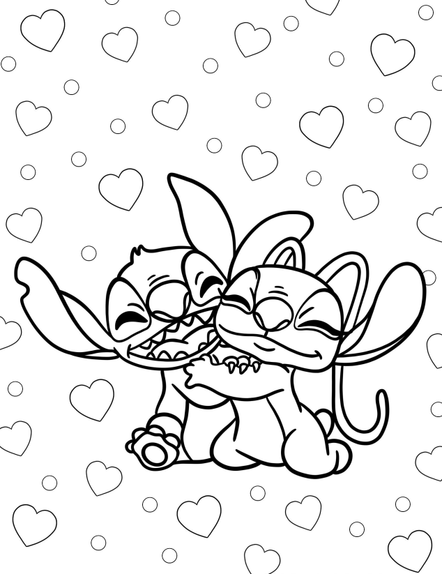 Stitch e Angel em Um Abraço Amoroso
