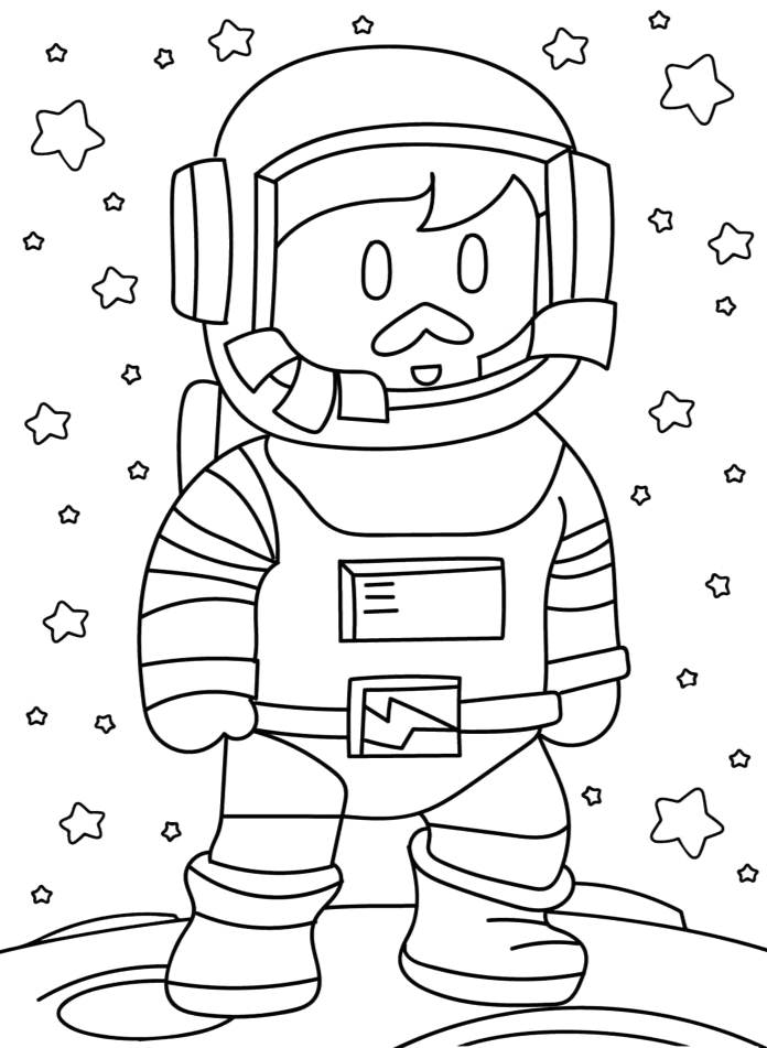 Stumble Guy astronauta entre estrelas para colorir
