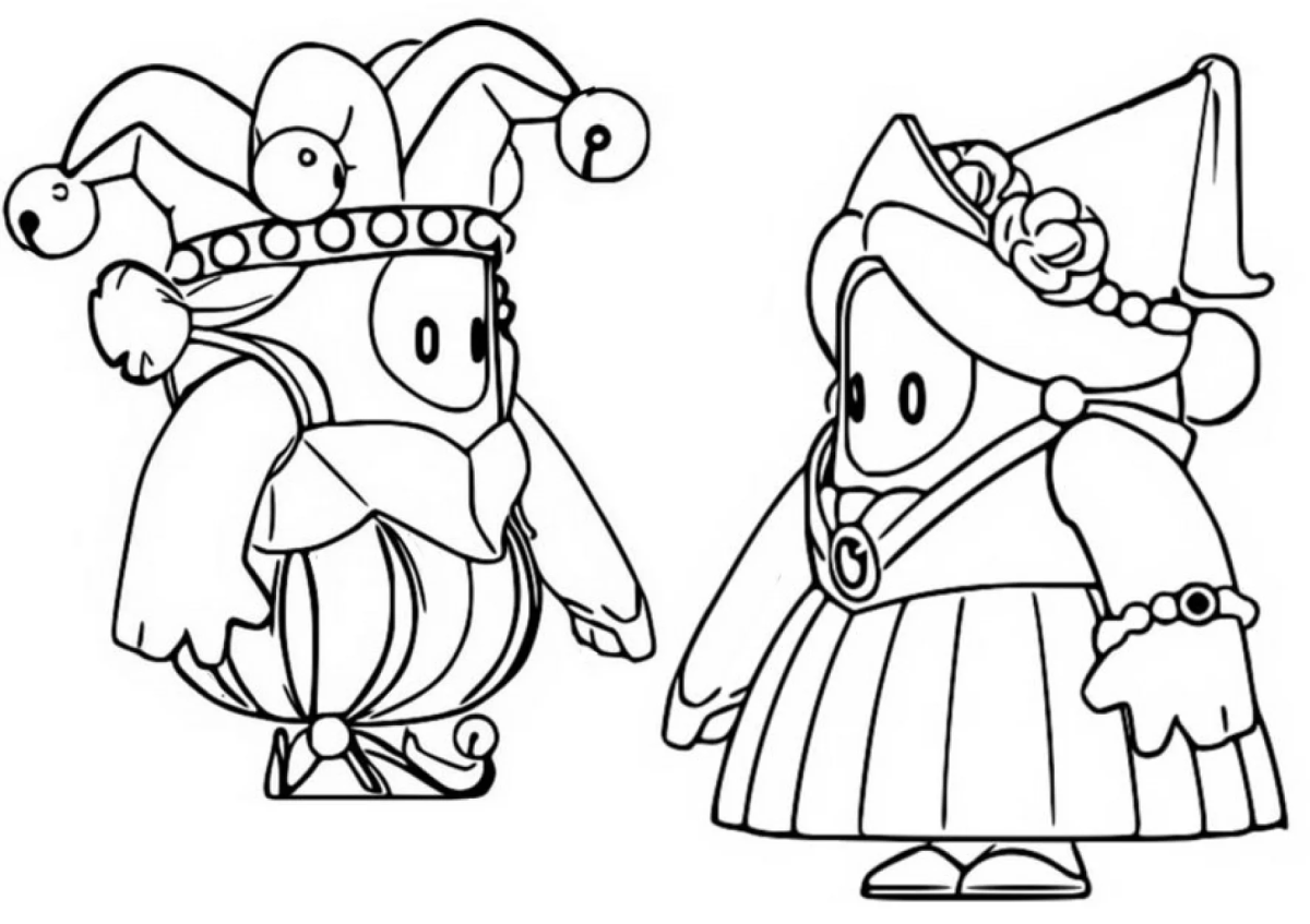 Stumble Guy bobo da corte e princesa para colorir