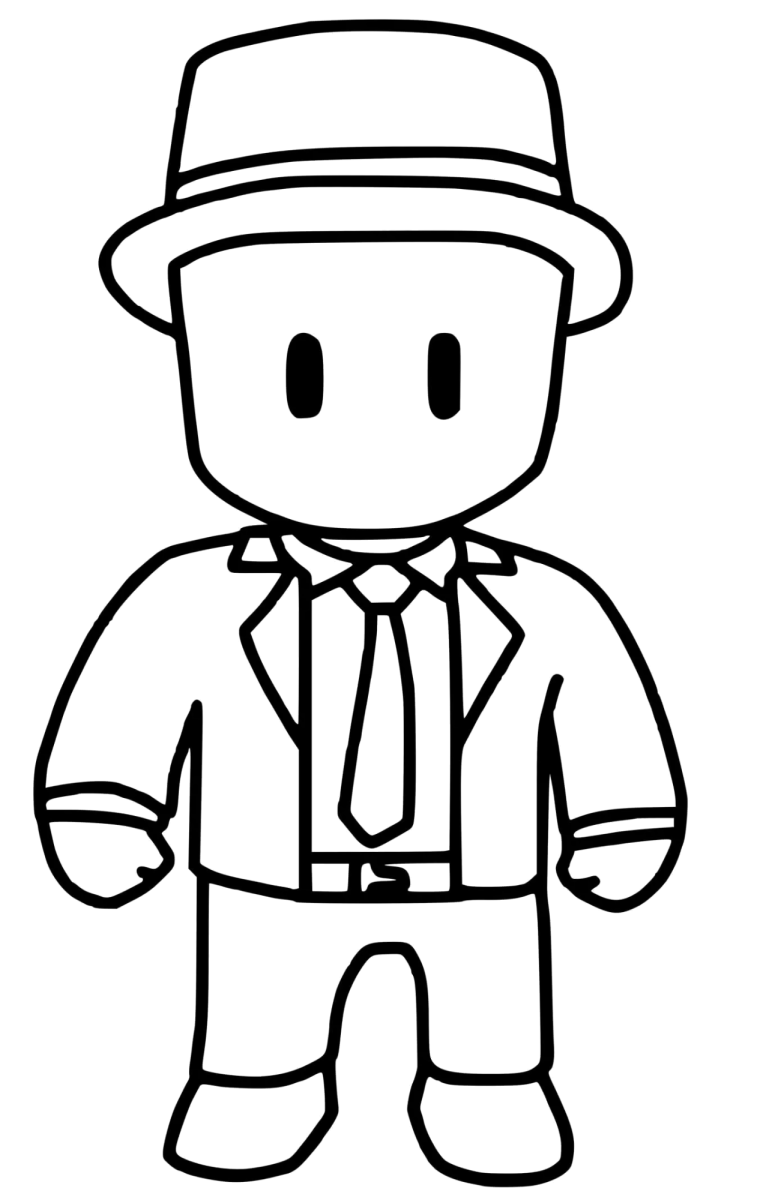 Stumble Guy de cartola e gravata para colorir