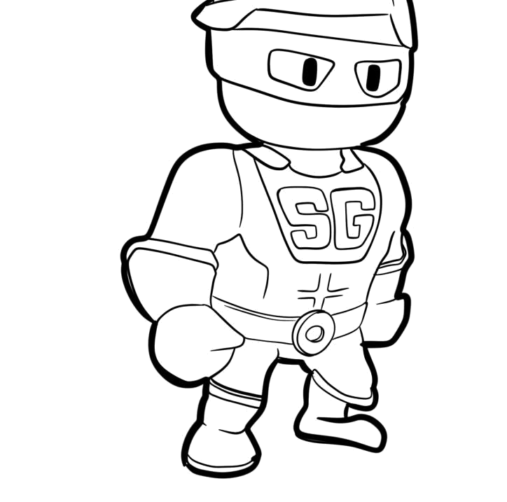 Stumble Guy mascarado correndo na pista para colorir