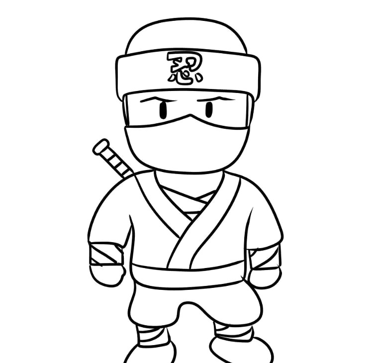 Stumble Guy ninja com faixa na cabeça para colorir