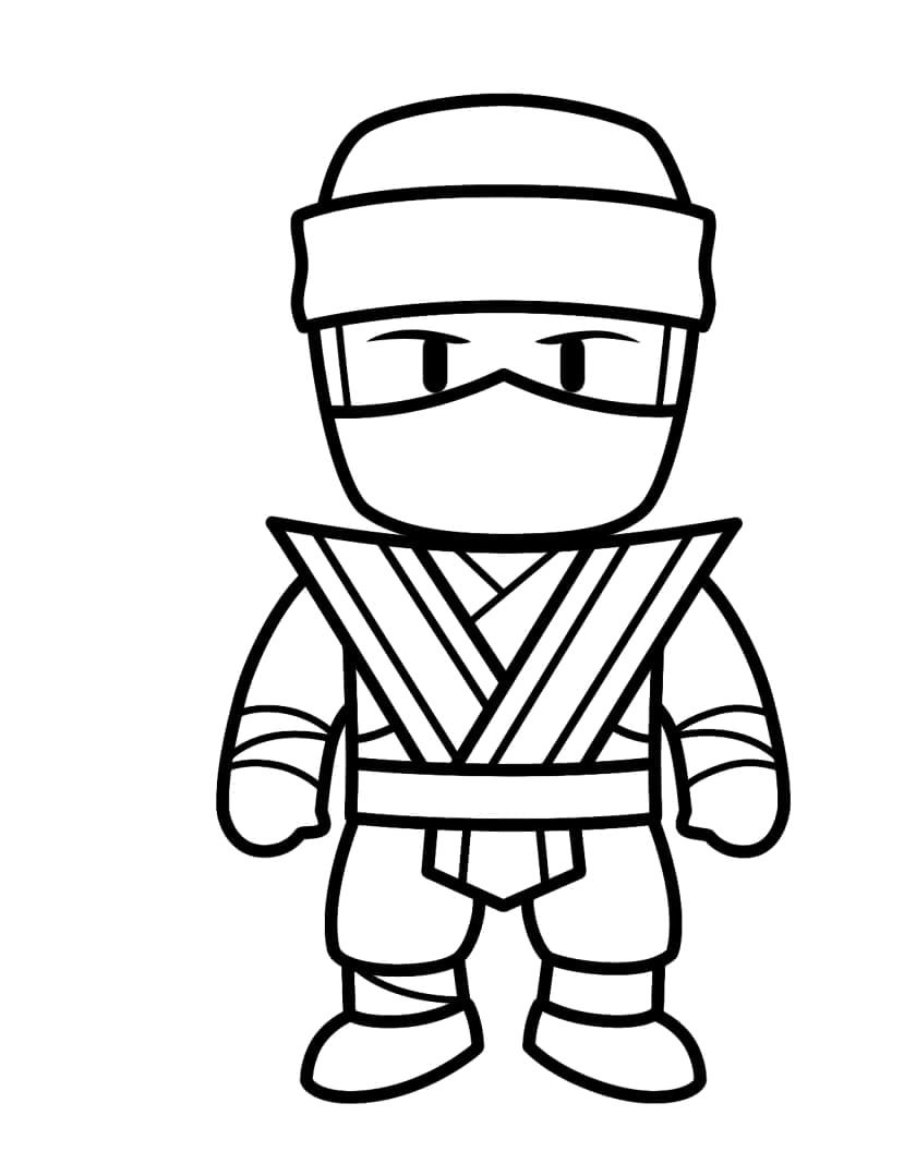 Stumble Guy ninja de uniforme preto para colorir