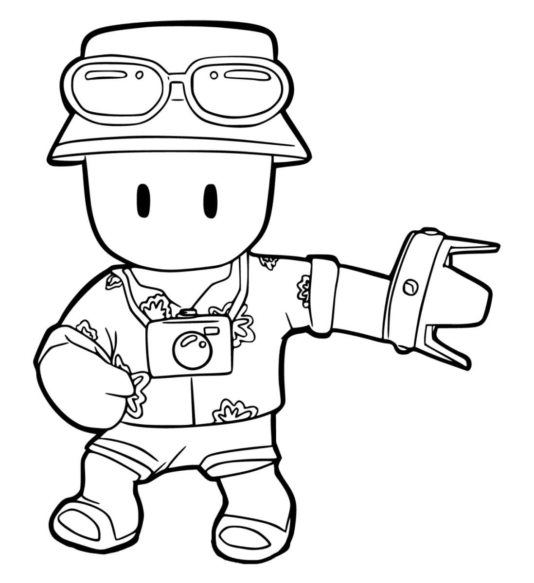 Stumble Guy roqueiro fazendo sinal de rock para colorir