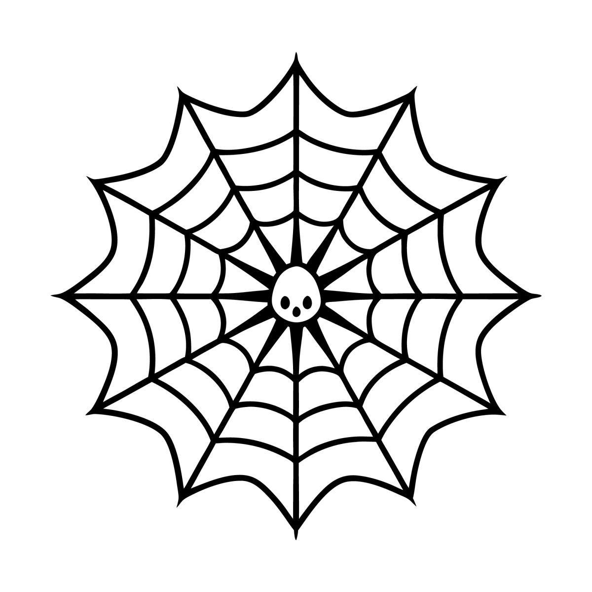 Teia com aranha no centro para colorir