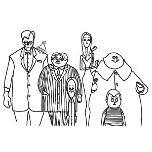 A Família Addams reunida para colorir