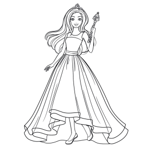 A Princesa Encantada com Coroa e Cetro