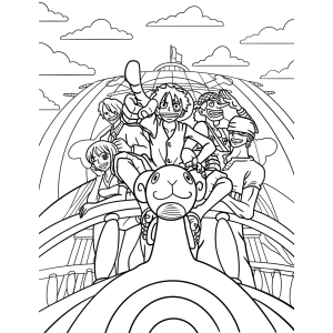 A tripulação navegando no Thousand Sunny para colorir