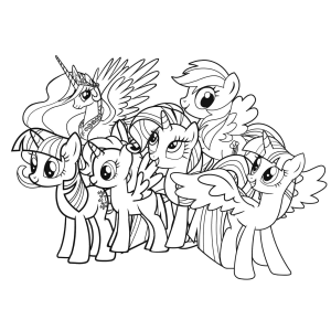 A turma das seis amigas reunidas para colorir