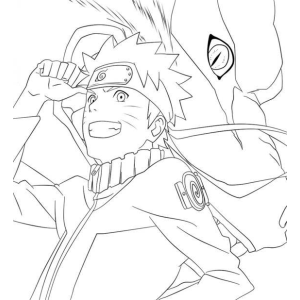 A União de Naruto e Kurama para Colorir