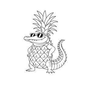 Abacaxi crocodilo de óculos escuros para colorir