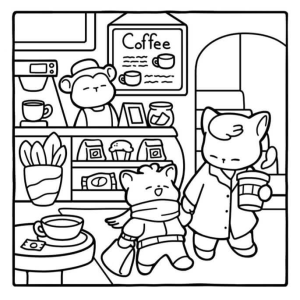 Agradável Encontro Felino na Cafeteria