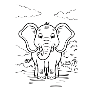 Alegre Elefante na Savana