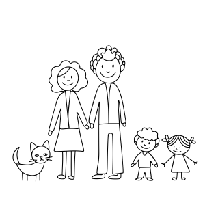 Alegre Família Pronta para Colorir