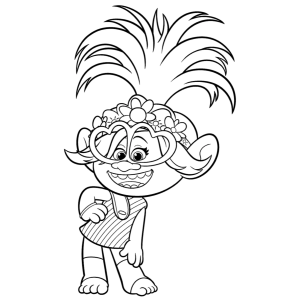 Alegre Poppy de 'Trolls' Pronta para Colorir