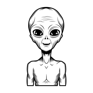 Alienígena cinza de olhos grandes para colorir