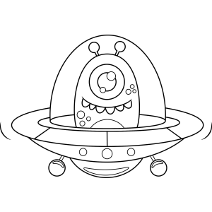 Alienígena espiando pela janela do disco voador para colorir