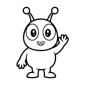 Alienígena fofo dando tchau para colorir