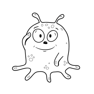 Alienígena gosmento sorrindo para colorir