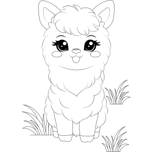 Alpaca bebê de olhos grandes para colorir