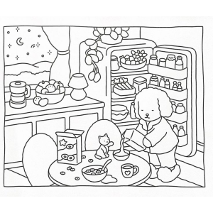 Amanhecer com Pompompurin na Cozinha