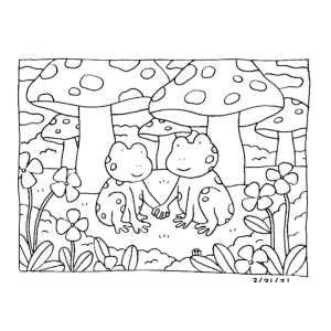 Amigos Anfíbios na Floresta de Cogumelos