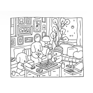 Amigos Animais Jogando no Quarto