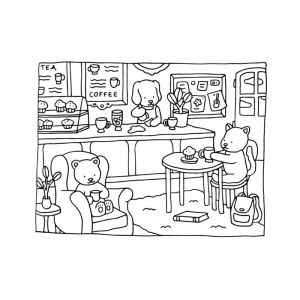 Animais Amigos no Café