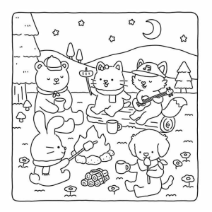 Animais Aventurosos ao Redor da Fogueira