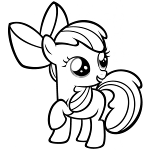 Apple Bloom com laço na crina para colorir
