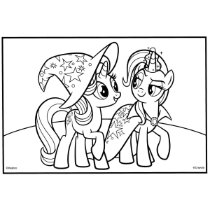 Applejack e Rarity passeando juntas para colorir