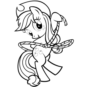 Applejack girando o laço de vaqueira para colorir