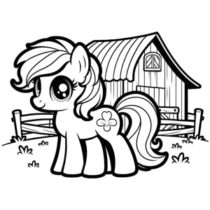 Applejack na frente do celeiro da fazenda para colorir
