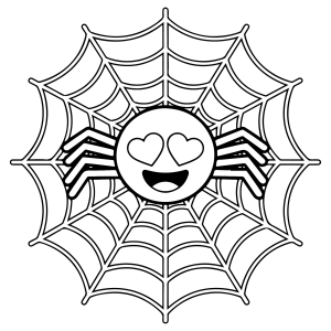 Aranha apaixonada na teia para colorir