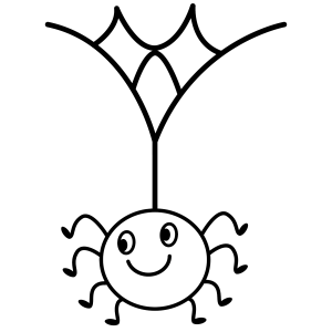 Aranha fofa pendurada na teia para colorir