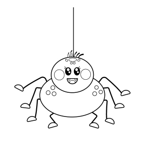 Aranha pendurada sorrindo para colorir