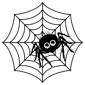 Aranha preta na teia redonda para colorir
