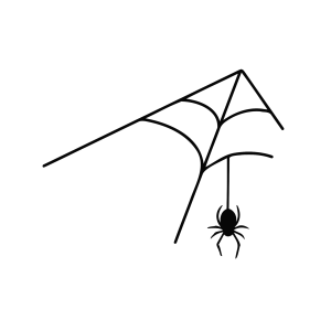 Aranhinha pendurada no canto da teia para colorir