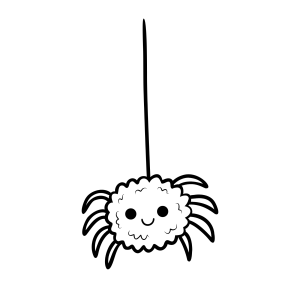 Aranhinha pendurada no fio para colorir