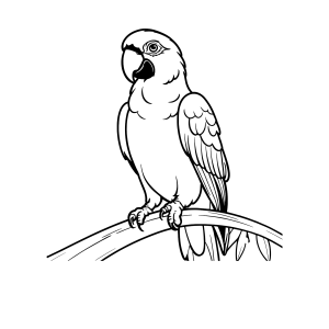 Arara de perfil no galho para colorir