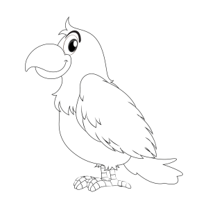 Arara sorridente de perfil para colorir