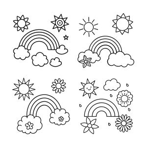 Arco-íris e Flores Brilhantes para Colorir