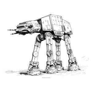 AT-AT caminhando pela neve para colorir