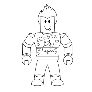 Avatar do Roblox com camiseta de coração para colorir