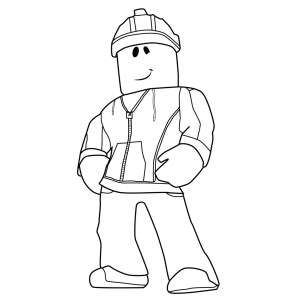 Avatar do Roblox de boné e colete para colorir