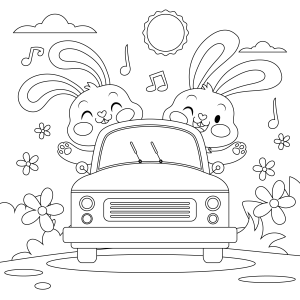 Aventura Animada com Coelhos no Carro