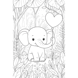 Aventura Animada do Elefante com Balão de Coração
